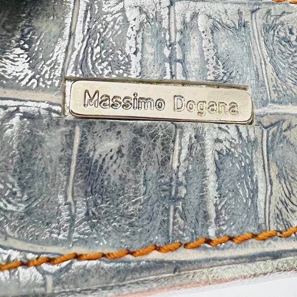 New Massimo Dogana Snake Leather Heel Sandals Size 9.5 US  Silver / Yellow Color - Picture 12 of 16